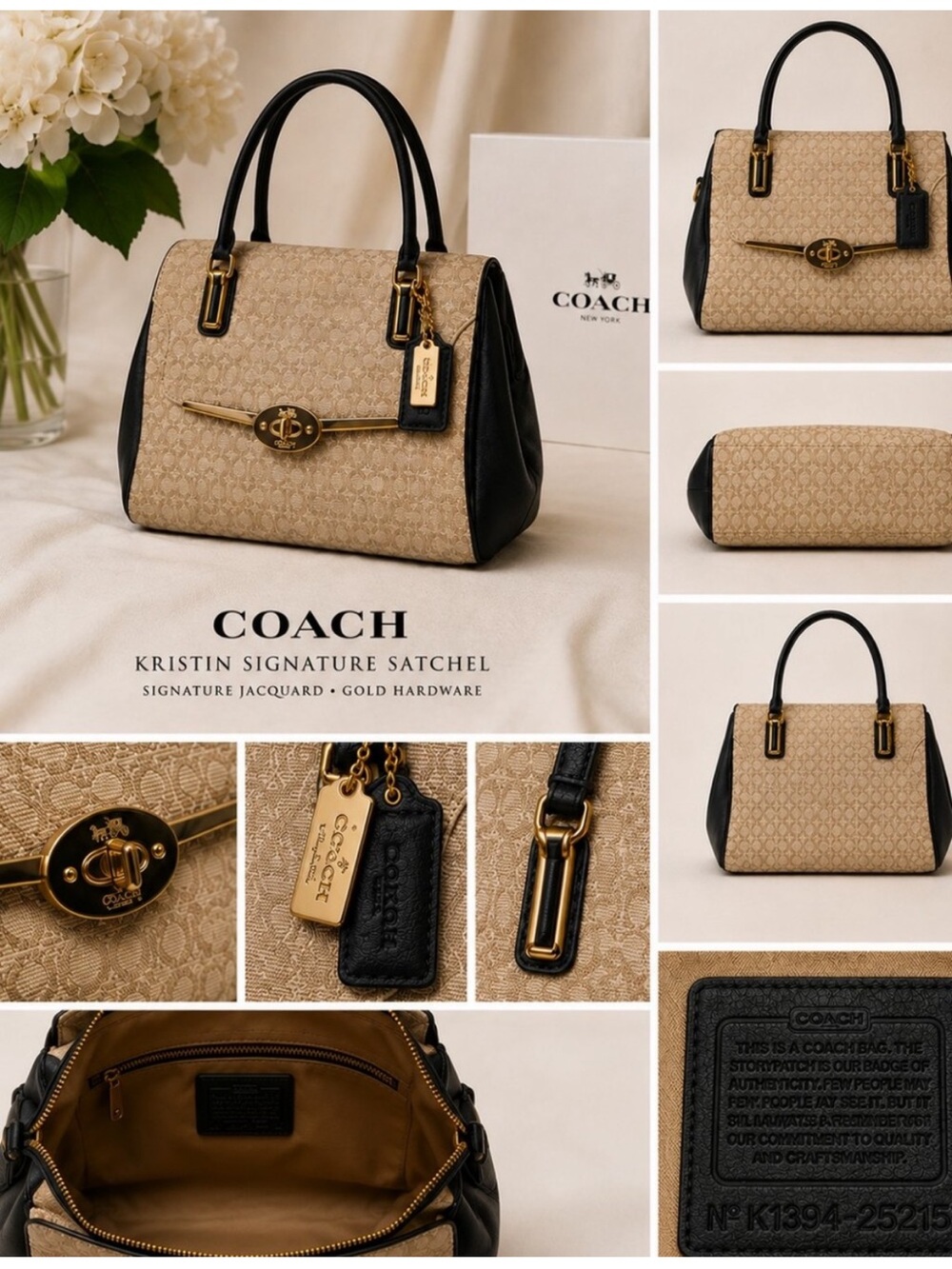 ✨ Y2K Coach Kristin Signature Satchel Crossbody Bag W/ Gold Turnlock/ Hangtags ✨